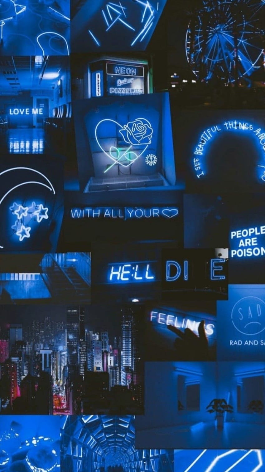 Fondos collage, neon blue collage HD phone wallpaper