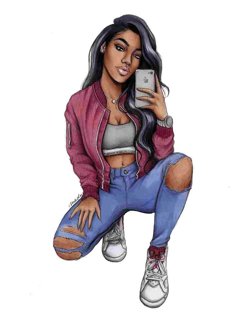 Baddie Cute Black Girl Drawings HD phone wallpaper