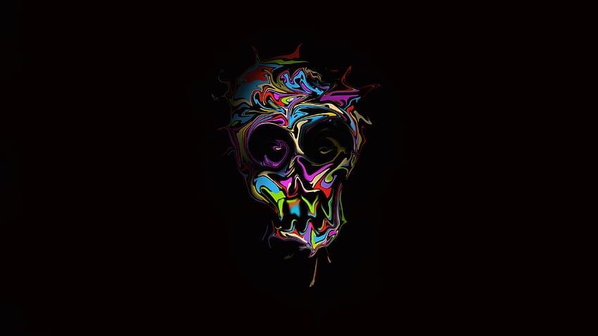 : vector art, skull, black backgrounds 3840x2160, black vector HD wallpaper