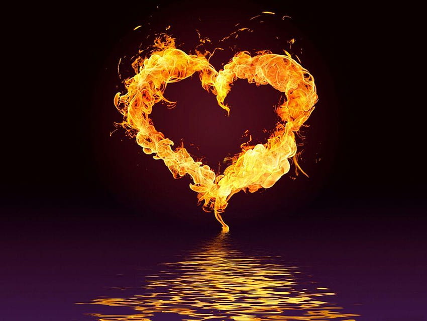 Coração de fogo, coração em chamas papel de parede HD
