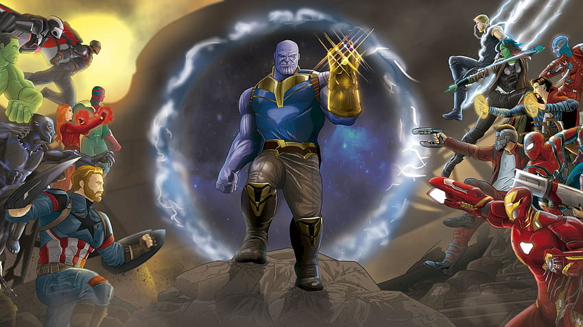 Marvel, avengers: infinity war, thanos, fan art, , arka plan, 741b74, marvel avengers infinity war HD duvar kağıdı