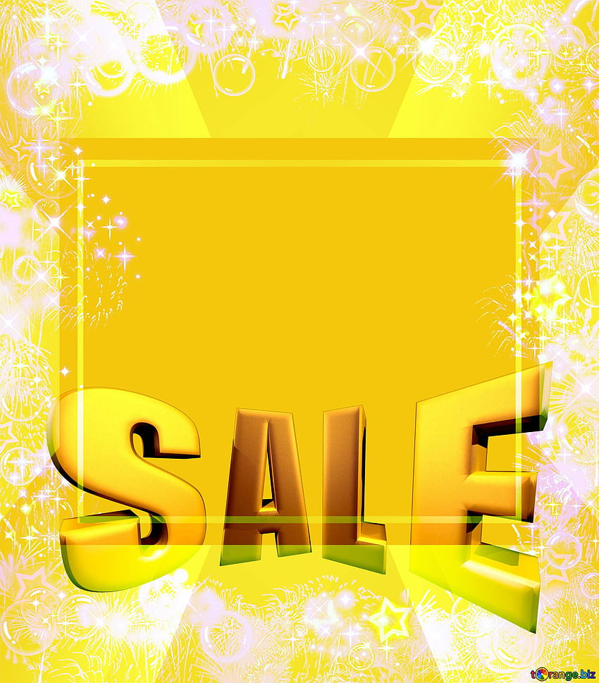 Promocja sprzedaży 3d Złote litery sprzedaży tła Żółta ramka szablonu na CC Tapeta na telefon HD