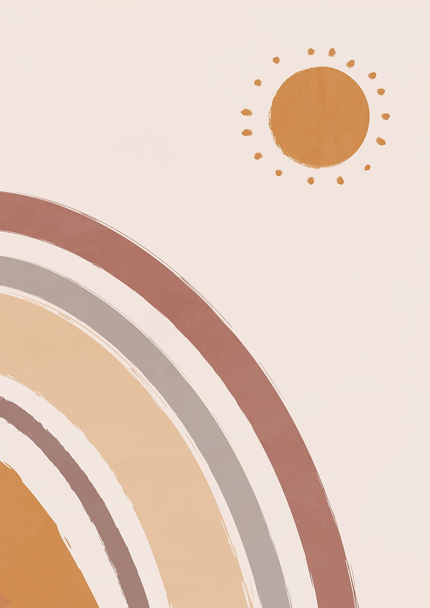 Cartel boho con estampado de luna abstracta moderna arte minimalista boho fondo de pantalla del teléfono