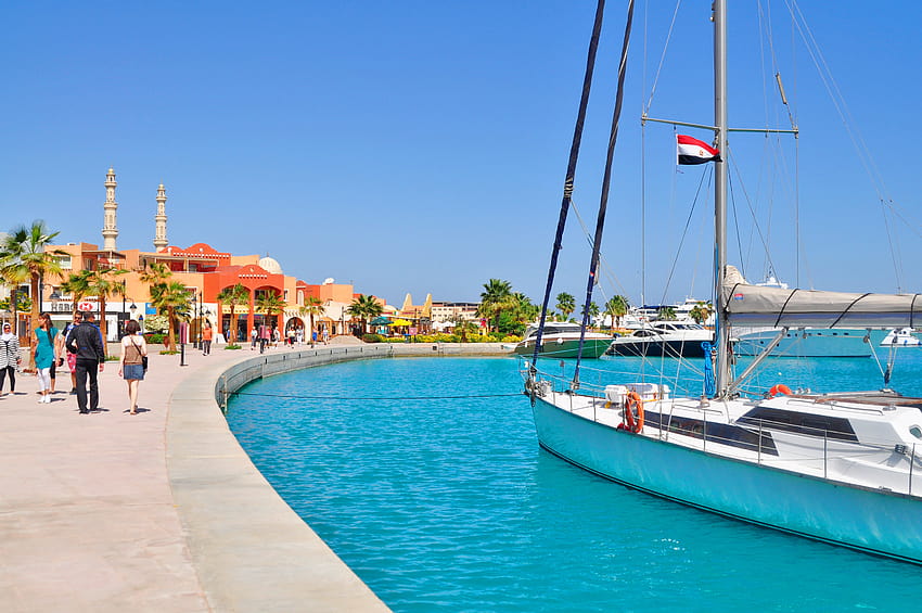yacht egypt promenade hurghada the red sea, 3216x2136, Marina in Hurghada HD wallpaper