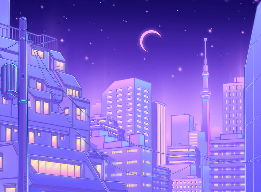 Tokyo Nights, estética púrpura de Tokio fondo de pantalla
