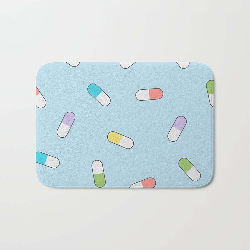 Kawaii Cute Pills Pattern Bath Mat by wordsberry, kawaii pill HD phone wallpaper