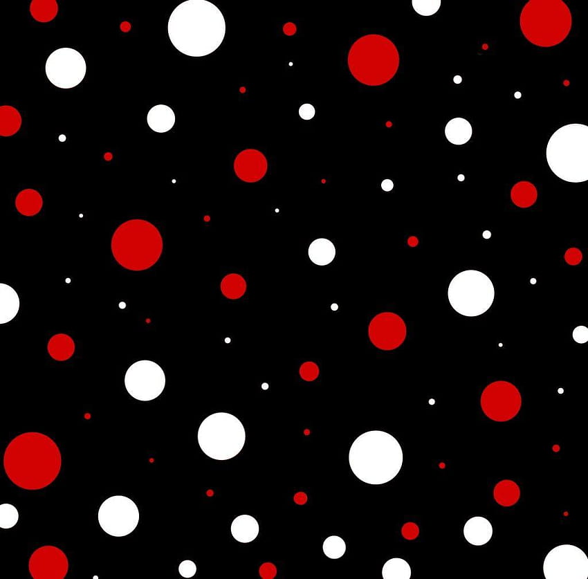 赤黒 & 白ドット、黒と赤と白の背景 高画質の壁紙