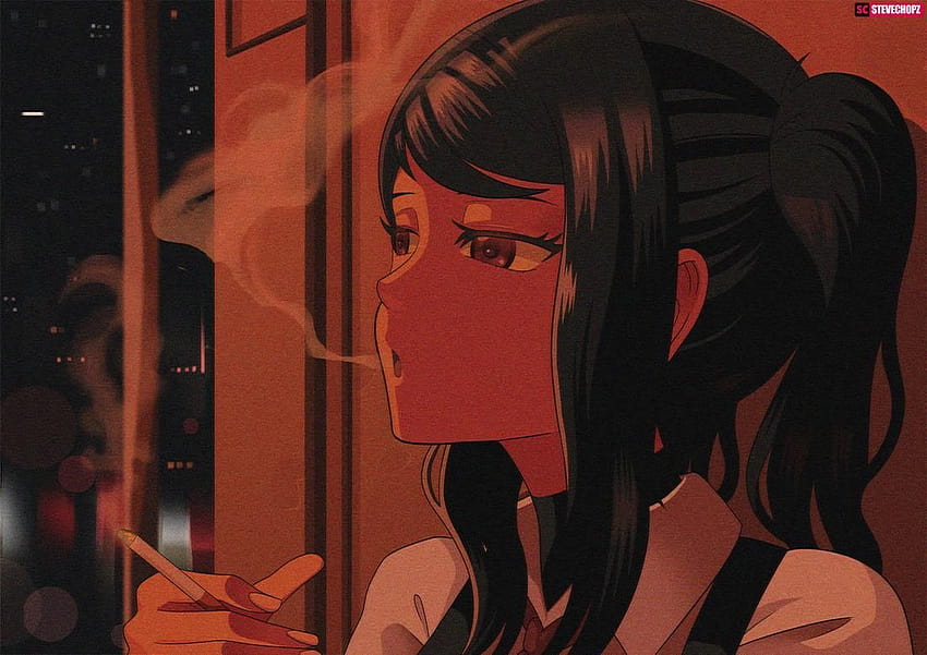Palenie Anime, palące kobiety z anime Tapeta HD