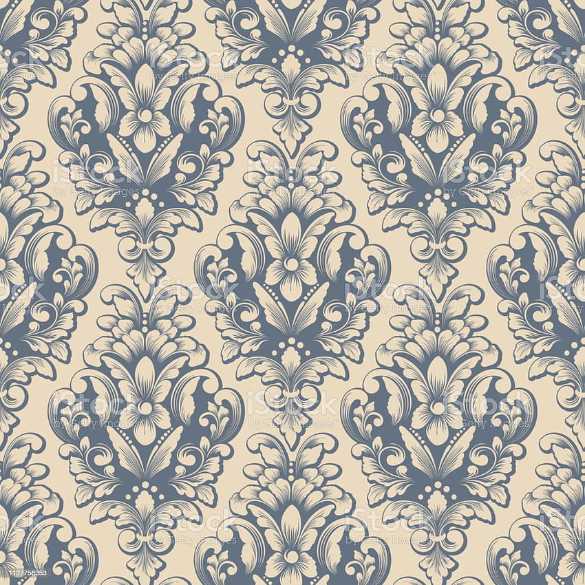 Vector Damask Seamless Pattern Backgrounds Classical Luxury Old Fashioned Damask Ornament Royal Victorian Seamless Texture For Textile Wrapping Exquisite Floral Baroque Template Stock Illustration HD phone wallpaper