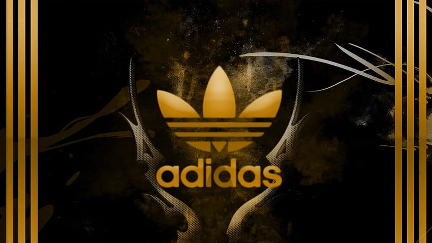 Златно лого на Adidas върху куче, adidas златисто HD тапет