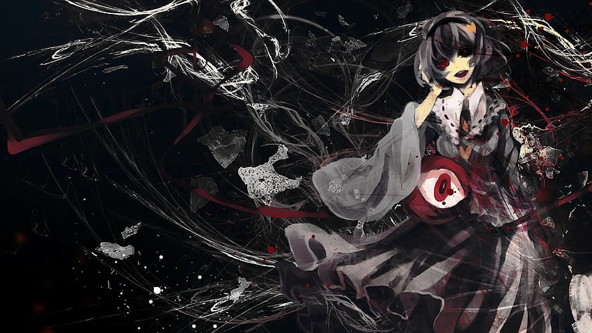 Black haired anime character painting, dripping cartoon girl HD wallpaper