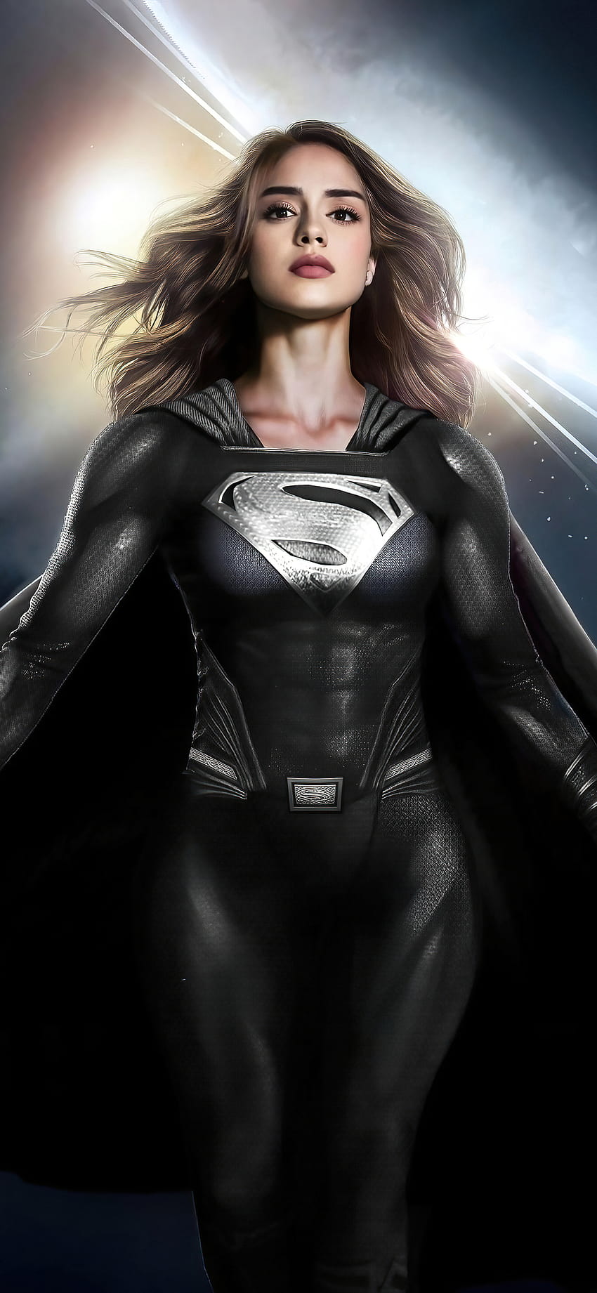 1125x2436 Sasha Calle Supergirl Fan Art Black Suit Iphone XS,Iphone 10,Iphone X , Backgrounds, and, supergirl suit HD phone wallpaper