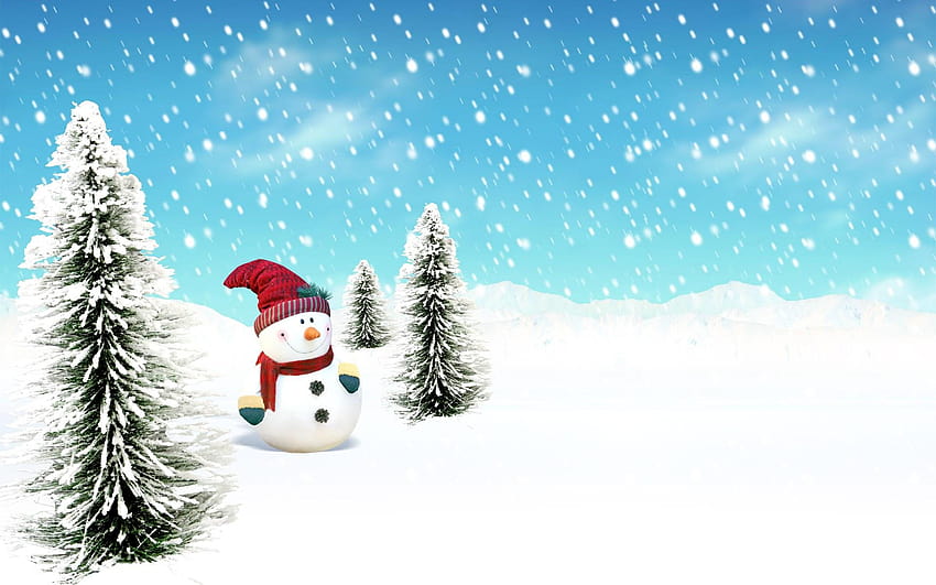 Готина Коледа, коледен фон със снеговалеж, коледен брезент HD тапет