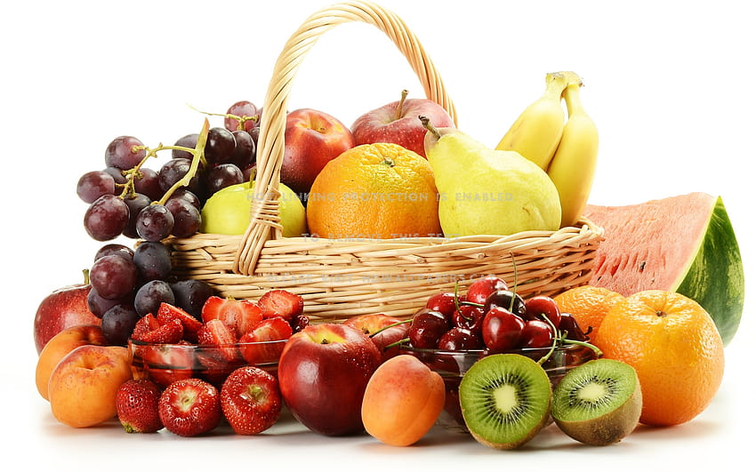 fresh fruits koszyk owoce rozne, fruit farm HD wallpaper