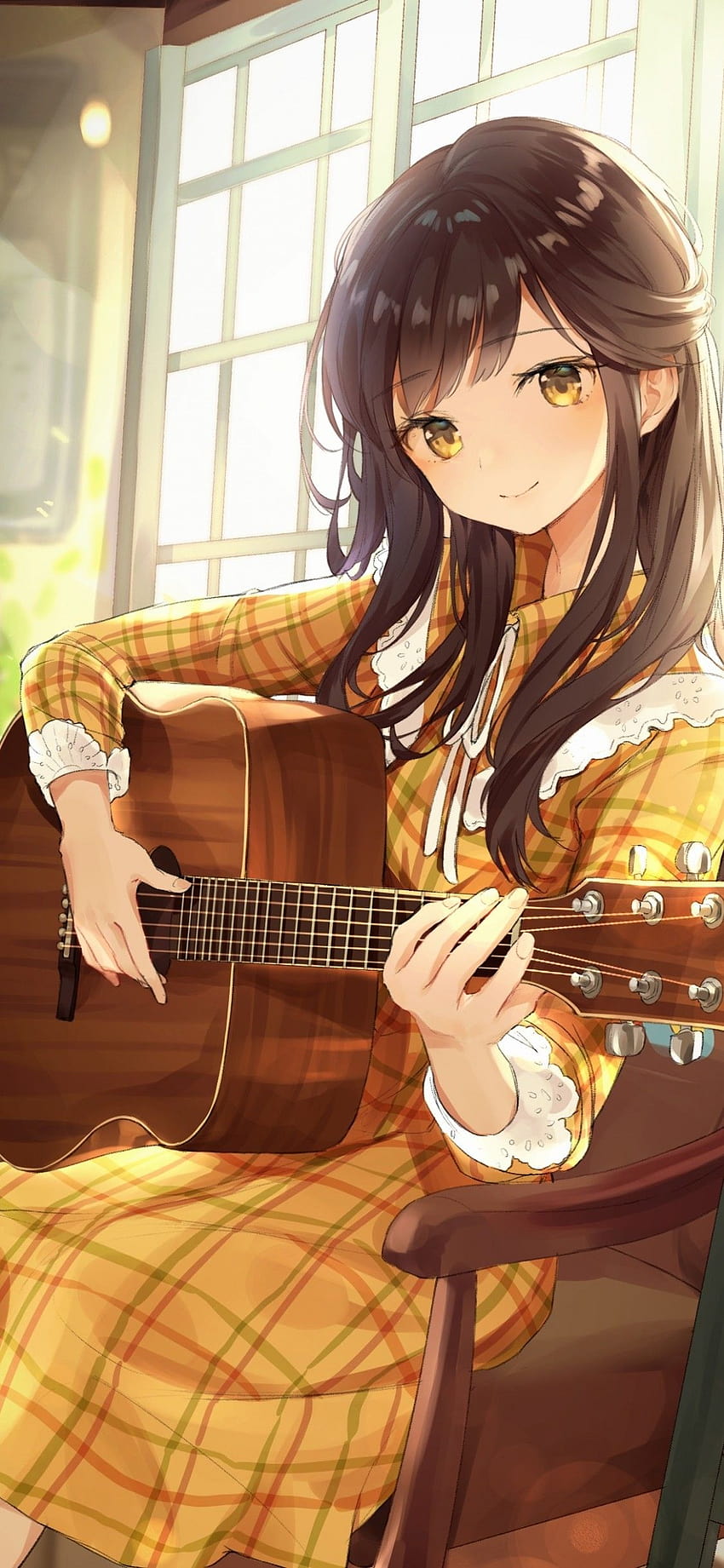 1125x2436 Gadis Anime, Bermain Gitar, Instrumen, Musik, anime gitar akustik wallpaper ponsel HD