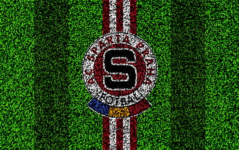 Download wallpapers SK Slavia Praha, 4k, geometric art, logo, Czech football  club, red background, emblem, Czech First League, Prague, Czech Republic,  football,…