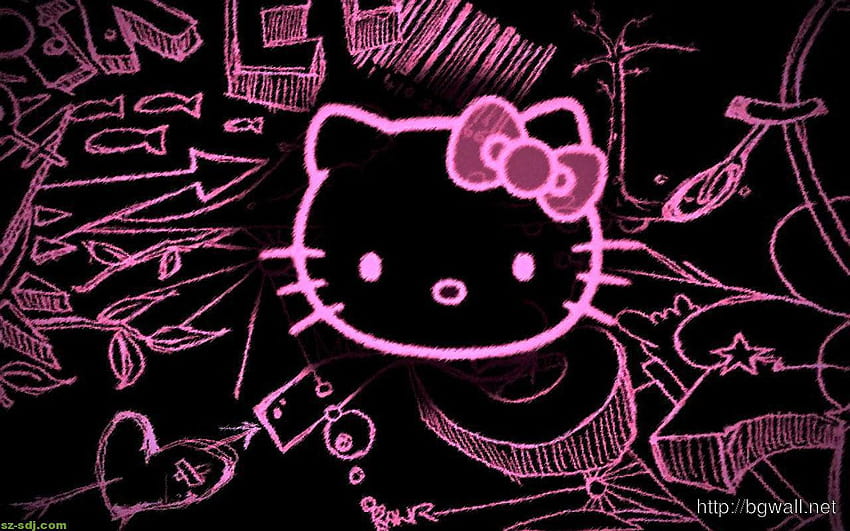 Siyah Hello Kitty Geniş Ekran – Arka planlar HD duvar kağıdı