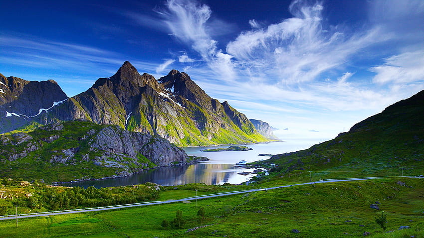 ท้องฟ้า ธรรมชาติ ทะเลสีเขียว แม่น้ำ ภูเขา ภูมิทัศน์ มหาสมุทร ภูเขาสีเขียว วอลล์เปเปอร์ HD