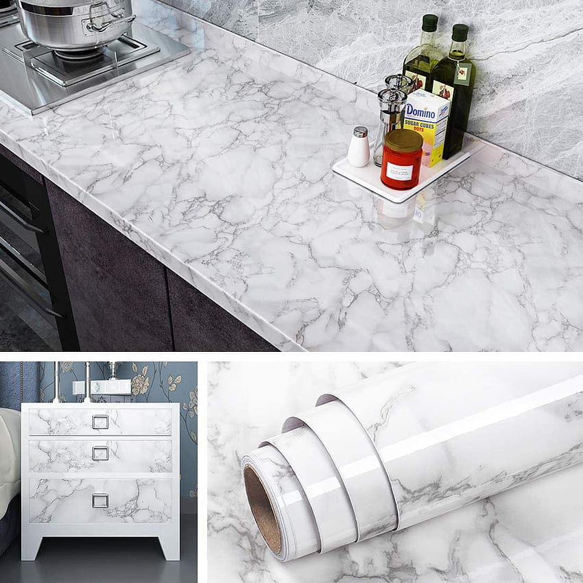 Livelynine Marble Peel and Stick Countertops for Kitchen Waterproof Vinyl Countertop Contact Paper for Desk Cover Dresser Top Counter Top Covering Table Sticker 15.8x78.8 Inch HD phone wallpaper