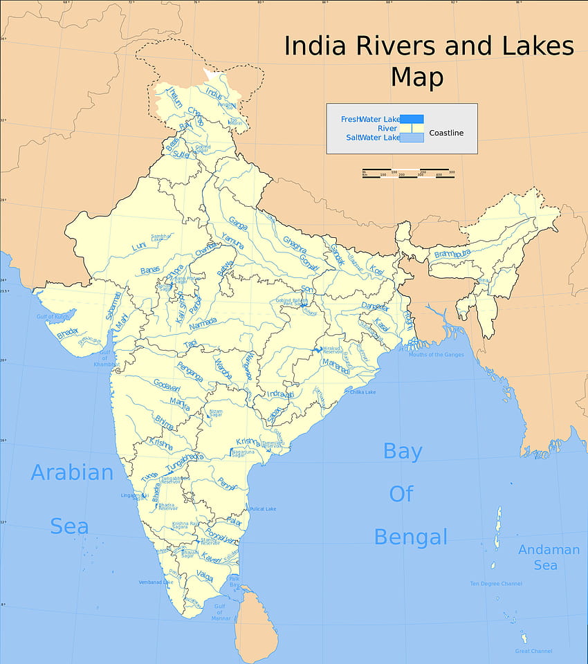 Datei: Fluss- und Seenkarte Indiens.svg, physische Karte Indiens HD-Handy-Hintergrundbild