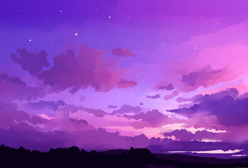 Purple Anime Sky posted by Sarah Peltier, pink sky anime HD wallpaper |  Pxfuel