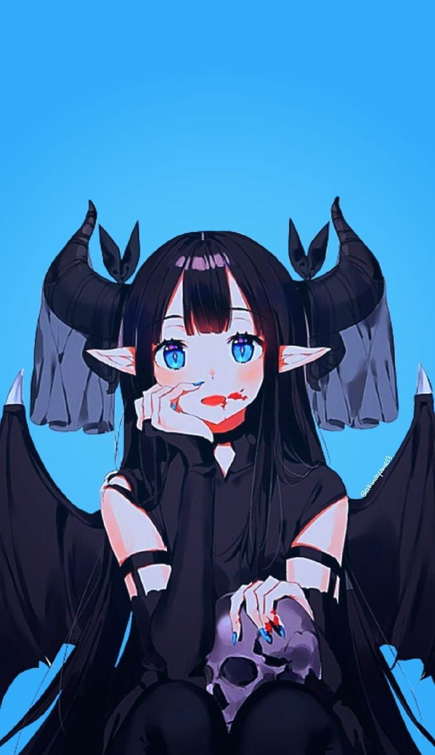Demon Anime publicado por Zoey Johnson, linda chica demonio anime fondo de pantalla del teléfono