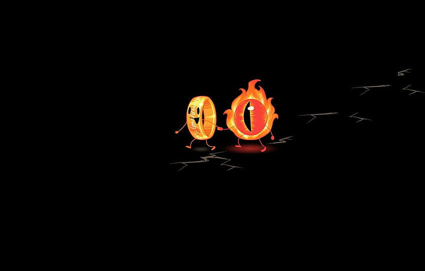 eyes, The Lord of the rings, the one ring, minimalistic, the lord of the rings, funny, black background, sauron, Sauron , section минимализм HD wallpaper