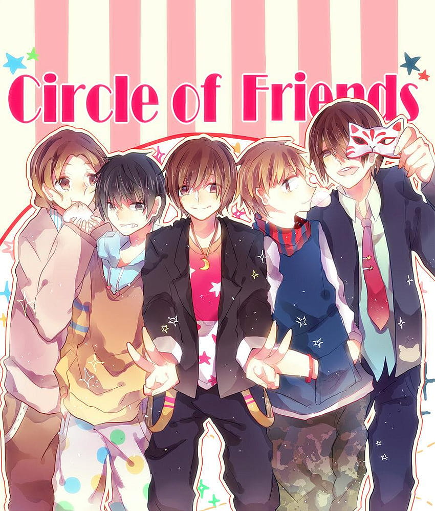 Circle of Friends, аниме група приятели HD тапет за телефон