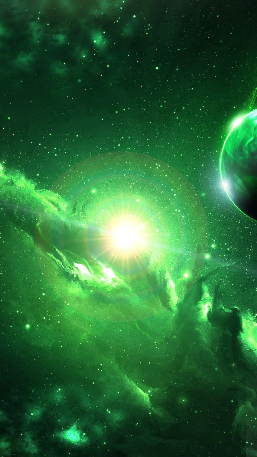 938x1668 อวกาศ กาแล็กซี ดาวเคราะห์ สีเขียว จักรวาล iphone 8/7/6s/6 สำหรับพื้นหลังพารัลแลกซ์ กรีนคอสมอส วอลล์เปเปอร์โทรศัพท์ HD