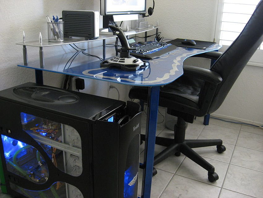 gaming desk, gaming computer table HD wallpaper