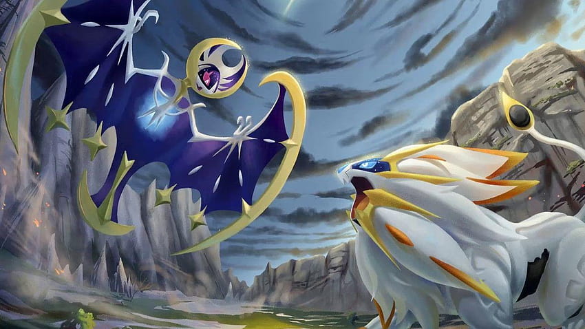 lunala, solgaleo, and necrozma (pokemon) drawn by mokunami