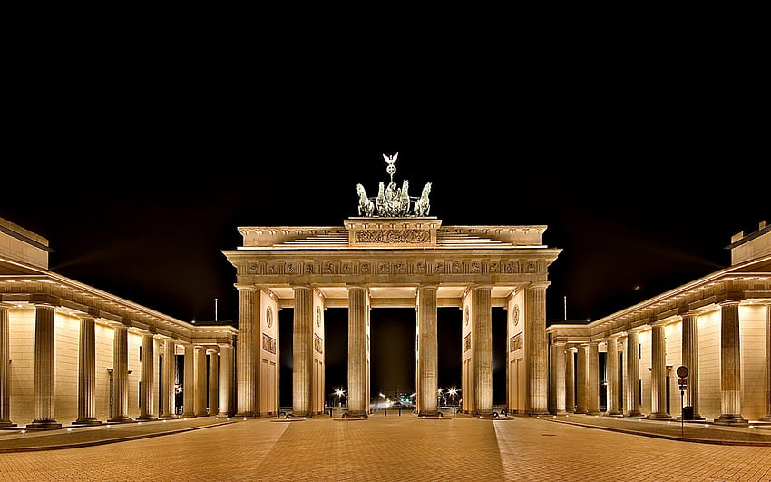 Brandenburger Tor Gold Berlino Germania Euope City Monument Night : 13 Sfondo HD