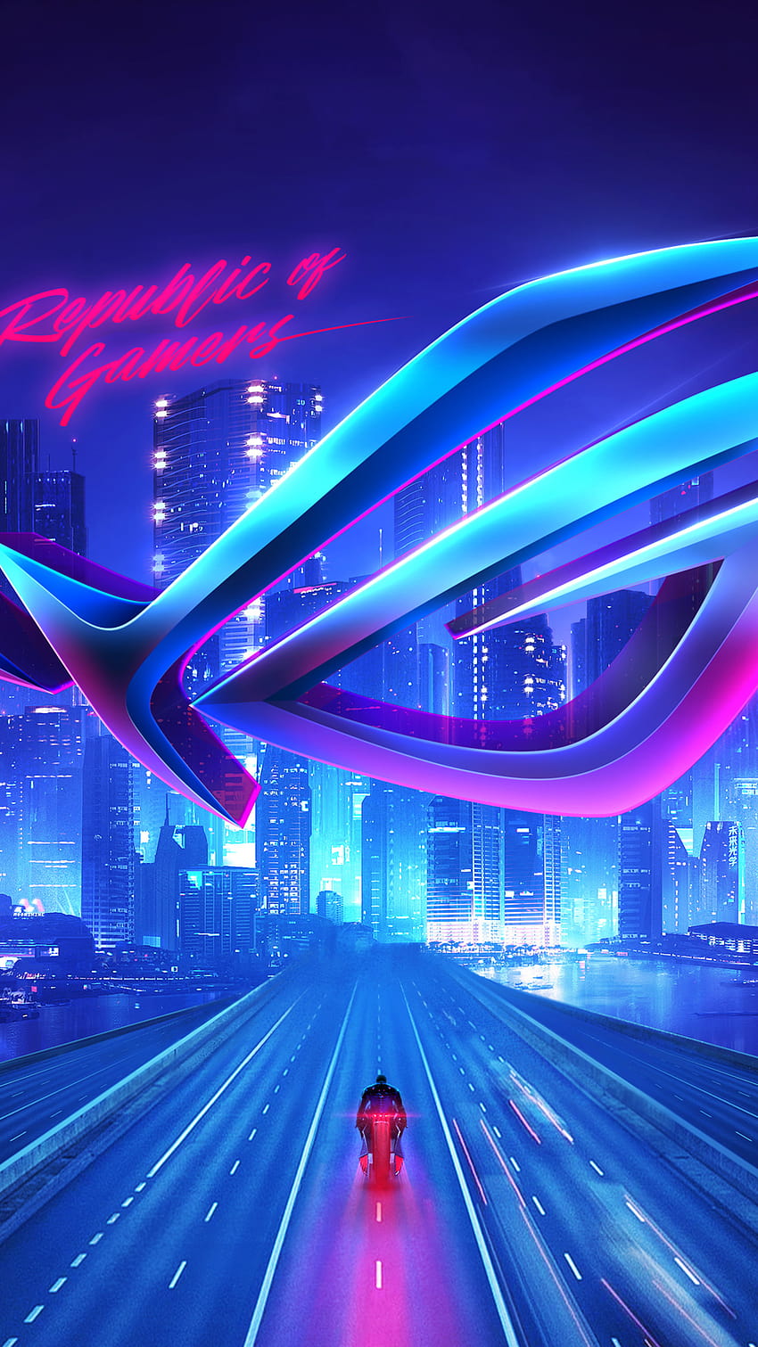 ROG Logo Neon City Night Buildings 43 [2160x3840] for your , Mobile & Tablet, mobile 2160x3840 gaming HD phone wallpaper