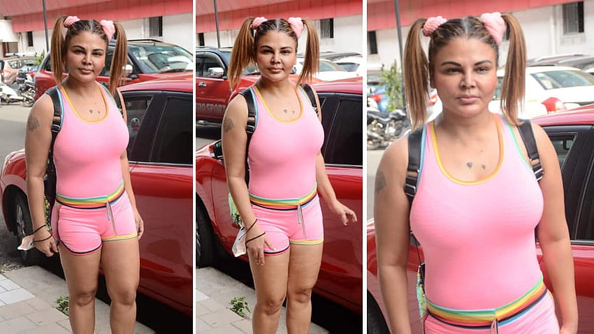 Rakhi Sawant is The Most Stylish Drama Queen in Pink Shorts And Ponytails HD wallpaper