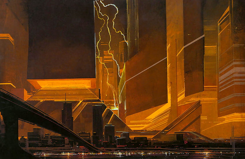 Blade Runner sanat eseri şehir silüeti Syd Mead [2136x1389], Mobil ve Tabletiniz için HD duvar kağıdı