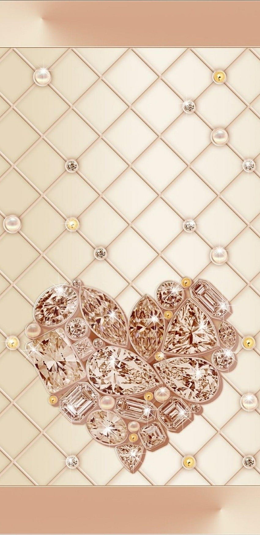 Rose Gold Diamonds Hearts and Pearls, heart diamond HD phone wallpaper