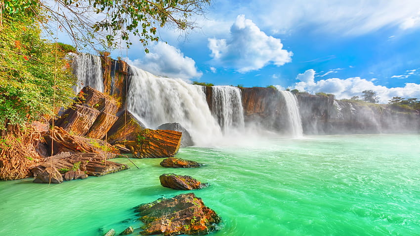 waterfall, , Beautiful Dry Nur, Vietnam, waterfall ultra HD wallpaper
