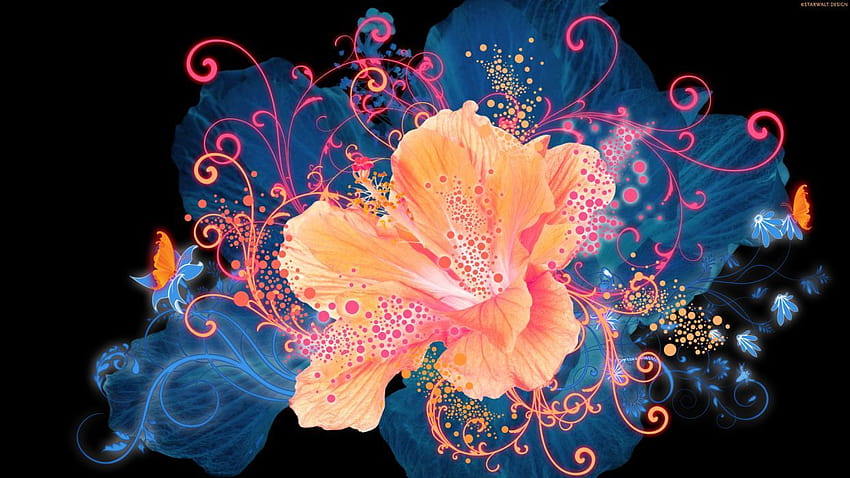 Nature flowers art artistic colors petals abstract vector psychedelic bright contrast, flower art HD wallpaper