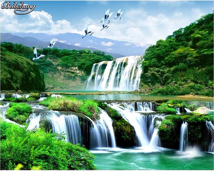 Beibehang personnalisé luxe cascade beauté naturelle paysage 3d grands arrière-plans muraux pour murs 3 d Fond d'écran HD