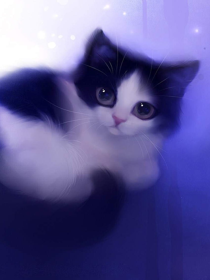 Słodki kot animowany na psie, najsłodsza kreskówka kotek Tapeta na telefon HD