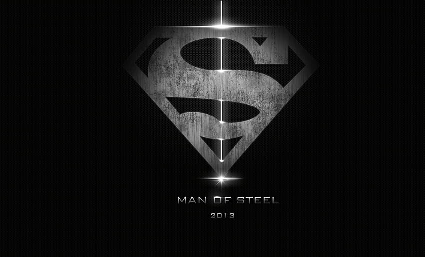 Man Of Steel Black and White, black superman logo HD wallpaper