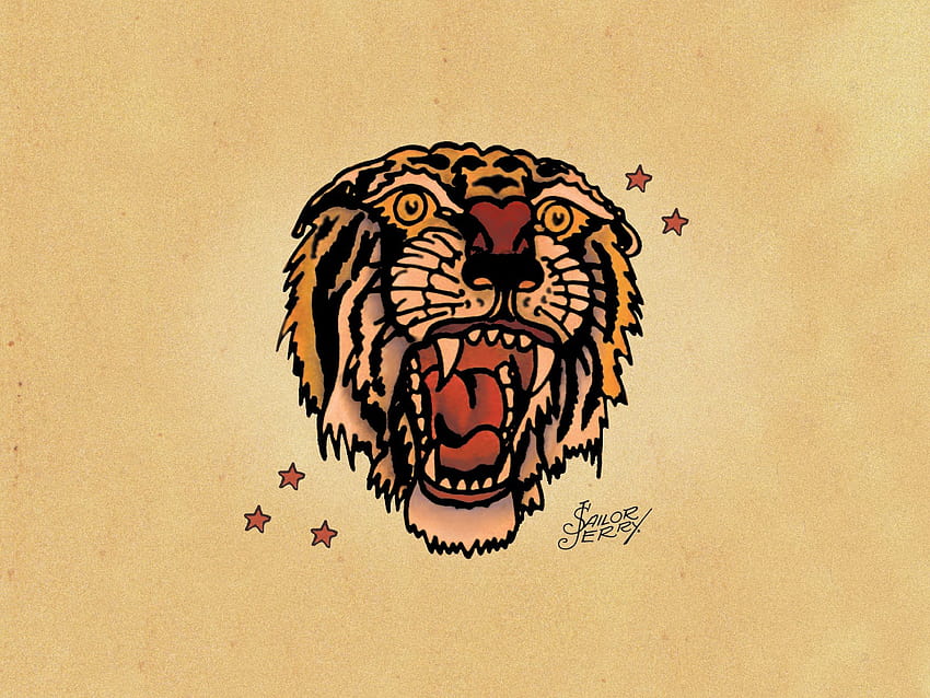 Sailor Jerry Tiger Head Tattoo HD wallpaper