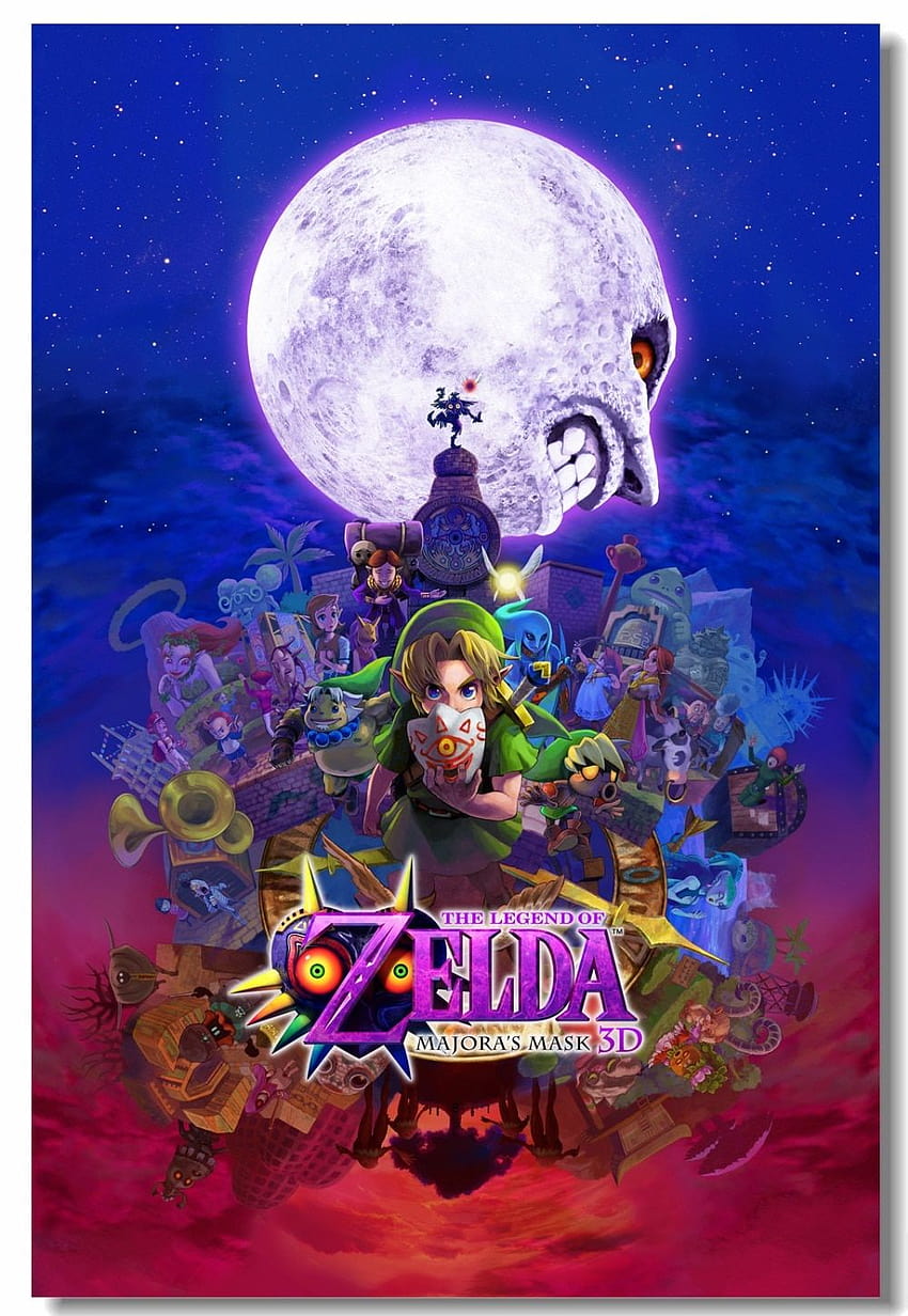 Niestandardowe płótno foto Legend Of Zelda Majora maska ​​plakat Zelda naklejki ścienne gra animowana naklejki do dekoracji domu, retro telefon zelda Tapeta na telefon HD
