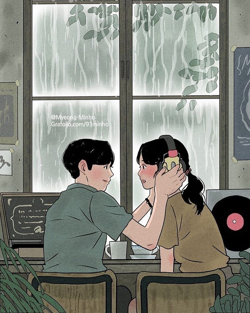 Bu Koreli Sanatçı Anime Çiftiyle Mutlu Anlar Veriyor HD telefon duvar kağıdı