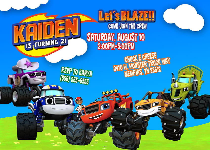 Blaze and the Monster Machines Birtay Invitations Templates HD wallpaper