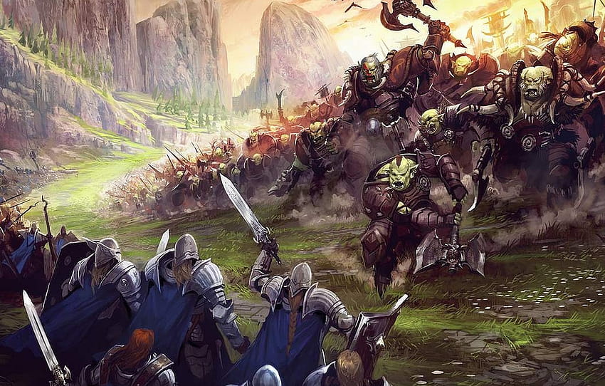bataille, orcs, Underworld War Art Fantasy, art de la bataille, section фантастика, bataille fantastique Fond d'écran HD