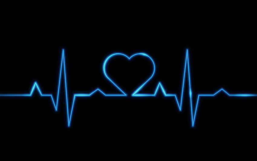 Heartbeat Heart Black Blue, batimentos cardíacos abstratos papel de parede HD