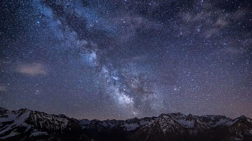 Планинско нощно небе, звезди 2560x1440 HD тапет