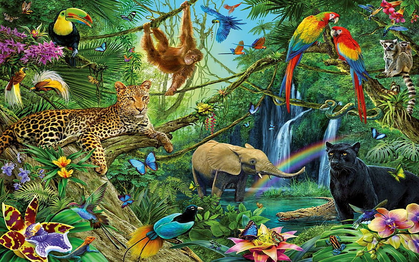 Dschungeltiere HD-Hintergrundbild
