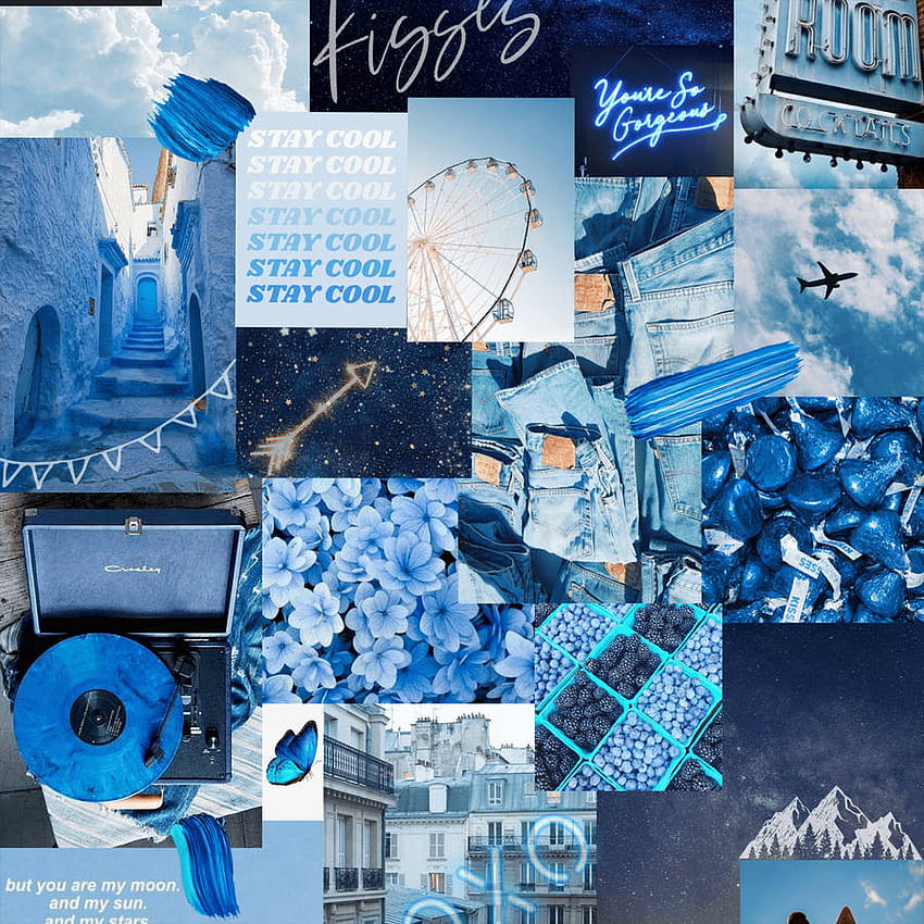 Aesthetic Ipad Blue Collage, blue and beige collages HD phone wallpaper ...